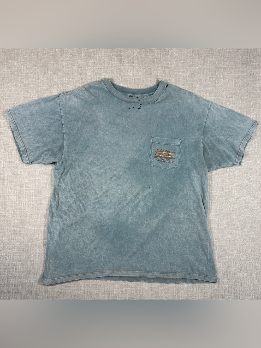 Vintage Harley-Davidson Daytona Main St Pocket Tee XL | Distressed Blue Biker